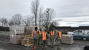 Vermont National Guard members and MREs on May 1 in South Hero