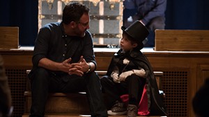 Director Colin Trevorrow (left) and actor Jacob Tremblay on the set of The Book Of Henry