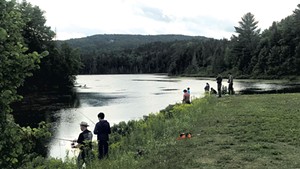 Anglers at Baker Pond in Brookfield