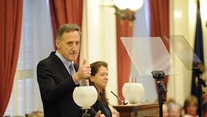 Gov. Peter Shumlin gives his final State of the State address Thursday afternoon at the Statehouse in Montpelier.