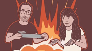 Illustration of Nathan Hartswick and Annie Russell, hosts of "Duct Tape &amp; Paperclips"