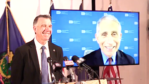 Dr. Anthony Fauci with Gov. Phil Scott at Tuesday's press conference