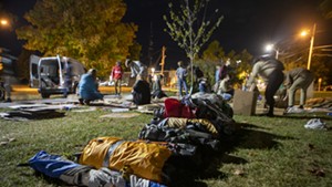 Packed tents at the Battery Park camp