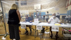 Voting in-person in South Burlington last summer