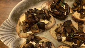 Mushrooms and cheese on toast