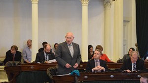 Sen. Dick Sears (D-Bennington) speaks Wednesday on the Senate floor about legalizing marijuana.