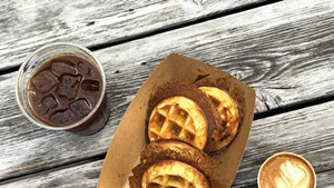 Coffee and waffles from the Great Northern and Zero Gravity