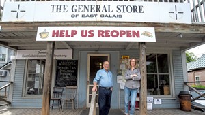 Marc Mihaly and Melissa Brough Marshall at the General Store of East Calais