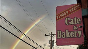The sign at Rainbow Sweets Caf&eacute; &amp; Bakery