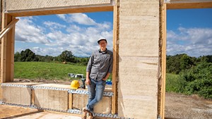 New Frameworks cofounder Ace McArleton on the site of a new build at Bread &amp; Butter Farm in Shelburne