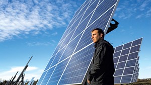 Developer Joe Larkin at a South Burlington solar farm