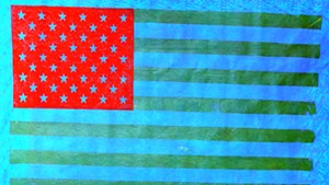 Hand-printed flag by James Bellizia.