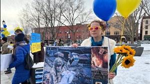 Yana Walder at a Burlington rally in support of Ukraine