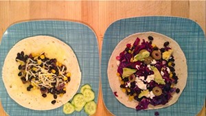 Tacos for kids (left) and adults (right)
