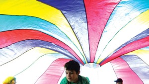 Parachute play at Camp Kaleidoscope
