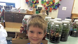 Theo in his kindergarten classroom, 2016.