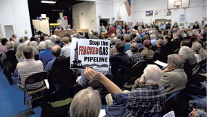 A crowded meeting on the Vermont Gas pipeline project at Shoreham Elementary School in 2014