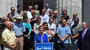 Sue Minter wins the endorsement of Vermont Conservation Voters on Tuesday at the Statehouse.