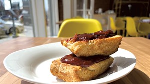 Minifactory's buttermilk biscuit with V Smiley Preserves Cornwall plum jam