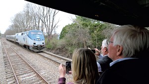 Vermont lawmakers watching an Amtrak test run
