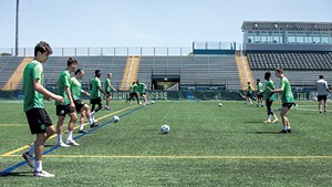 Vermont Green FC players at practice