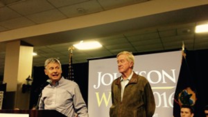 Gary Johnson (left) and William Weld in South Burlington