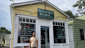 Chef-owner Dhanbahadur Chhetri outside Mountain Valley Restaurant
