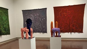 Tapestries and chairs by Liam Lee
