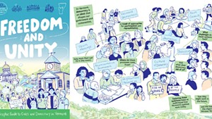 A spread from Freedom and Unity: A Graphic Guide to Civics and Democracy in Vermont