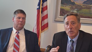 Gov. Peter Shumlin (right) and Green Mountain Care Board chair Al Gobeille discussing an all-payer waiver system for reimbursing health care providers.