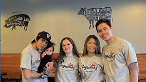 From left: JR Perez, &Aacute;ine Perez, Emma Perez, Jerrymay Lopez and Paul Lopez of Nague&ntilde;os Filipino American Diner