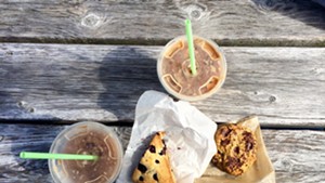 Iced maple mochas, blueberry scone and pumpkin-chocolate chip cookie at Blank Page Café