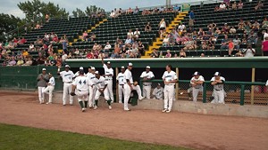 The Lake Monsters dugout during a game