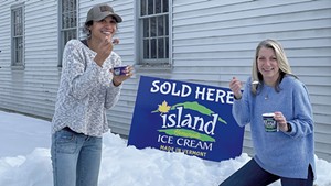 Celina Ellison (left) and Maura Fitzgerald of Island Homemade Ice Cream in front of the future scoop shop