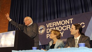 Sen. Bernie Sanders (I-Vt.) campaigns October 21 in Montpelier for Democratic gubernatorial candidate Sue Minter and David Zuckerman, the Progressive/Democratic candidate for lieutenant governor.