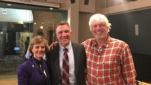 Sue Minter, Phil Scott and Bill Lee at a Vermont Public Radio debate Thursday in Colchester