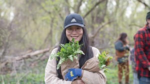 Menghan Wang of Montpelier showing her freshly foraged bounty