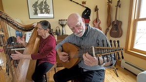 Musicians Kathy and Steven Light at their home in Marshfield