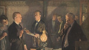 "The Swearing In of Calvin Coolidge by His Father," by Arthur Keller