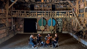 The Kompass Quartet performing Grosse Fuge at Bread and Puppet Theater's Paper M&acirc;ch&eacute; Cathedral