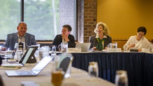 Chancellor Sophie Zdatny, far right, at a meeting in June