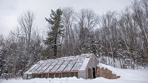 Brenden McBrier's earthern greenhouse in Johnson