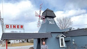 Michael Bissonette in front of the Dutch Mill Diner