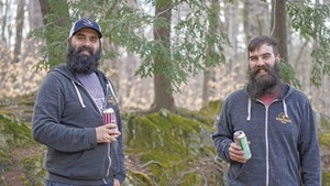 Avery Schwenk (left) and Christophe Gagn&eacute; of Hermit Thrush Brewery