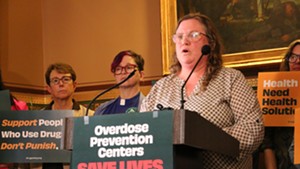 Grace Keller speaking on Tuesday at the Statehouse