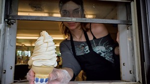 Tommie Hamlett serving a maple-coffee twist creemee at Vermont Cookie Love