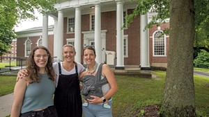 From left: Sierra Norford, Kianna Bromley and Catherine Lange (with baby Otis)