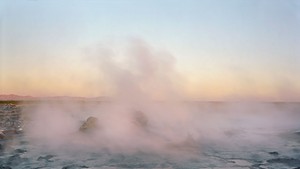 "Geothermal hot springs on the geologically unstable San Andreas Fault, exposed by receding seawater" by Virginia Beahan