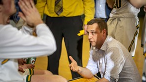 Matthew Toof coaching basketball at Bellows Free Academy-St. Albans in February 2020