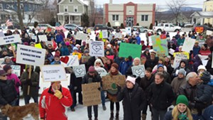 A rally supporting refugee resettlement in Rutland on January 28